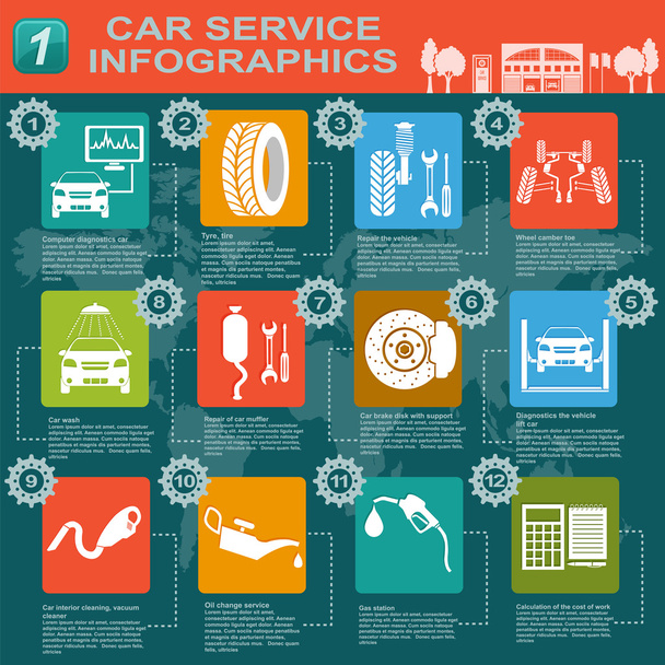 Car service, repair Infographics - Vector, imagen