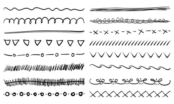 Doodle set of Hand Drawn Text Dividers, artistic pen brushes, Borders, Lines and laurels design elements. Vector illustration - Vector, Image