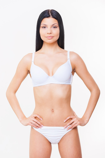 Woman in white bra and panties - Фото, зображення