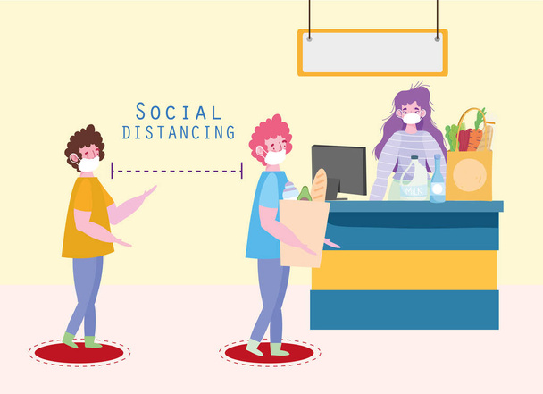 physical distancing people - Vector, Image