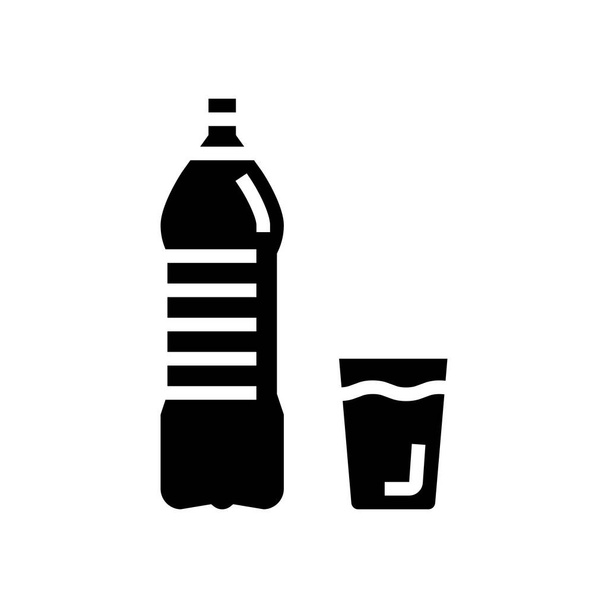 garrafa e copo de água glifo ícone vetor ilustração - Vetor, Imagem