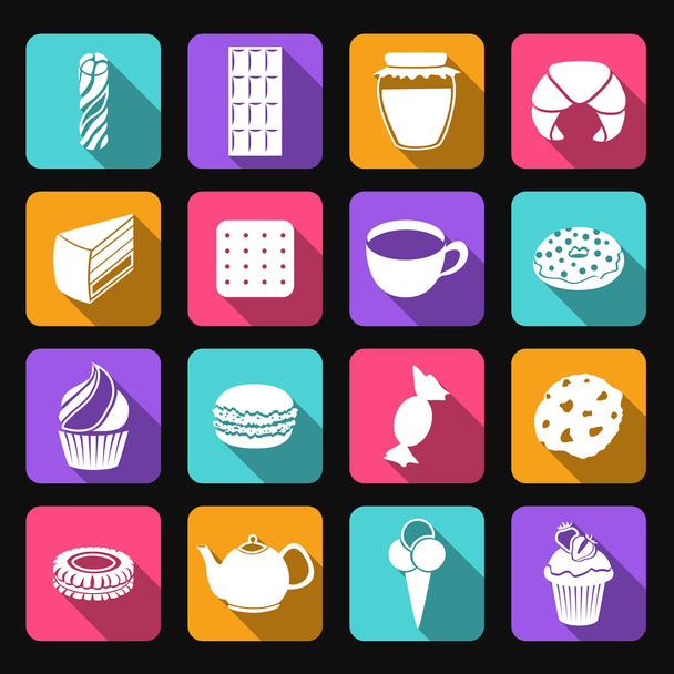 Sweets flat icons set - Vector, Image