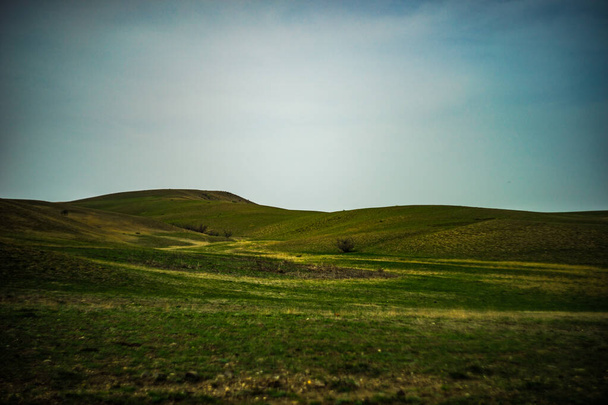 Lente helder groene heuvels en weiden van Kakheti, Georgië - Foto, afbeelding