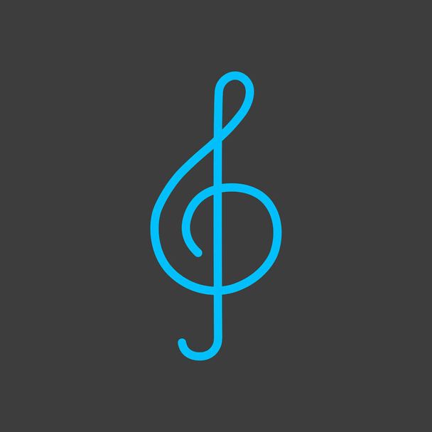 Icono de vector de clave triple sobre fondo oscuro. Signo musical. Símbolo gráfico para música y sonido sitio web y aplicaciones de diseño, logotipo, aplicación, interfaz de usuario - Vector, Imagen