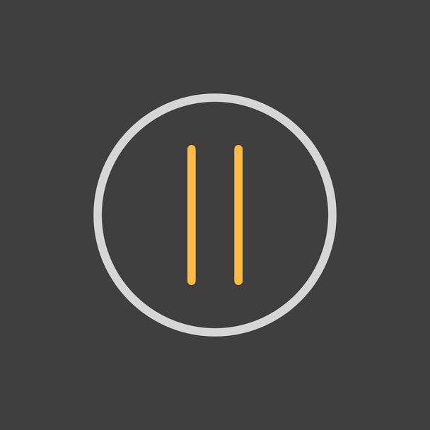 Pulsante di pausa icona piatta vettoriale su sfondo scuro. Simbolo grafico per la musica e il suono sito web e apps design, logo, app, UI - Vettoriali, immagini