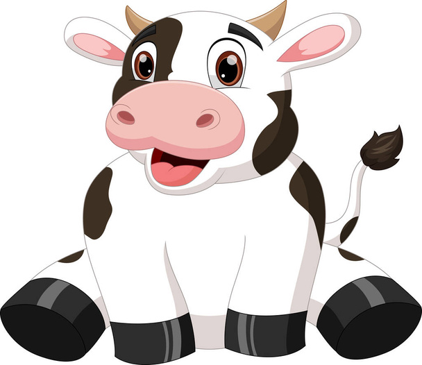 lindo bebé vaca dibujos animados sobre fondo blanco - Vector, Imagen