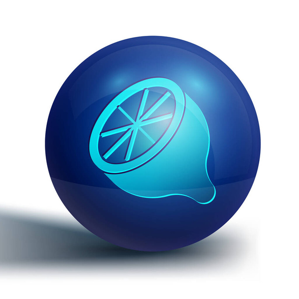 Blaues Zitronensymbol isoliert auf weißem Hintergrund. Blauer Kreis-Knopf. Vektor. - Vektor, Bild