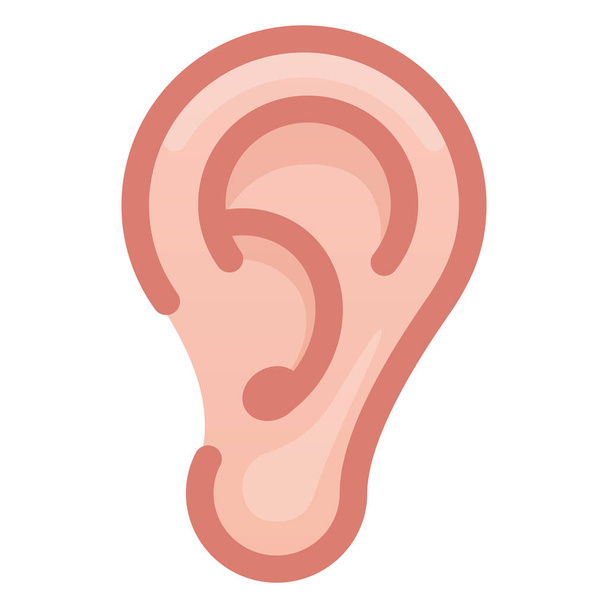 human ear organ flat illustration icon vector - Vector, afbeelding