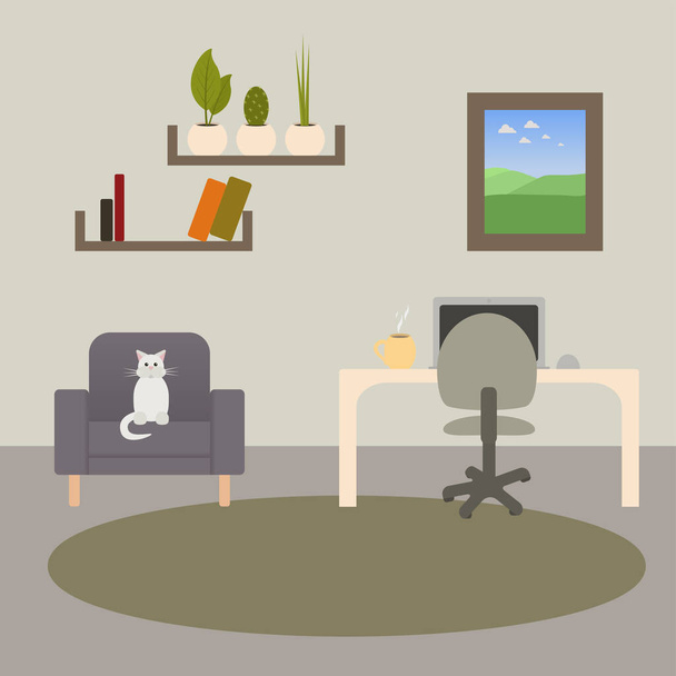 obývací pokoj interiér práce a relaxace - Vektor, obrázek