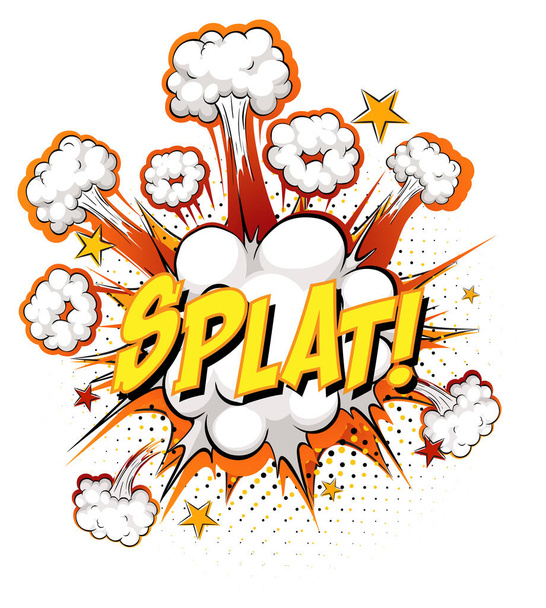 SPLAT teksti sarjakuva pilvi räjähdys eristetty valkoisella taustalla kuva - Vektori, kuva