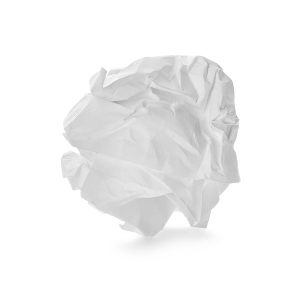 Crumpled sheet of paper isolated on white - Фото, изображение
