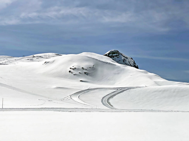 グライシャー・デュ・セックス・ルージュの上にスポーツ&レクリエーションスキー場(旅行先の氷河3000), Les Diablerets - Canton of Vaud,スイス(スイス)) - 写真・画像