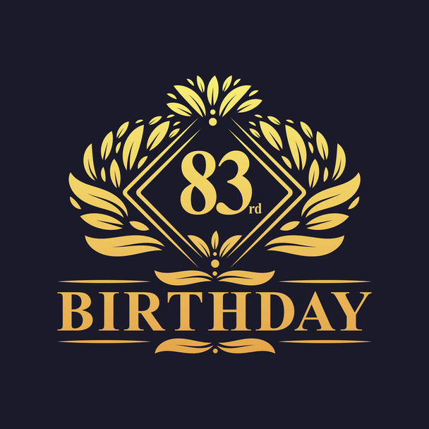 83 años Logotipo de cumpleaños, Lujo Oro 83 Celebración de cumpleaños. - Vector, imagen