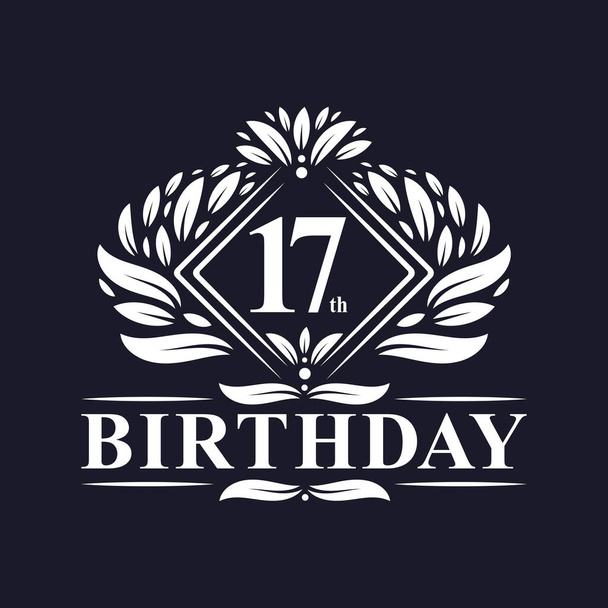 Logotipo de cumpleaños de 17 años, celebración de cumpleaños de lujo 17. - Vector, imagen