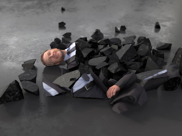 hombre de negocios roto yace en el suelo  - Foto, Imagen
