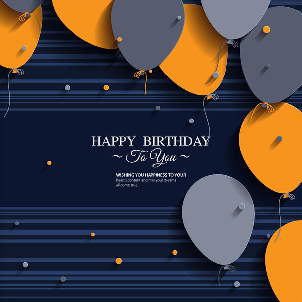 Векторная открытка на день рождения с воздушными шарами и текстом на день рождения
. - Вектор,изображение