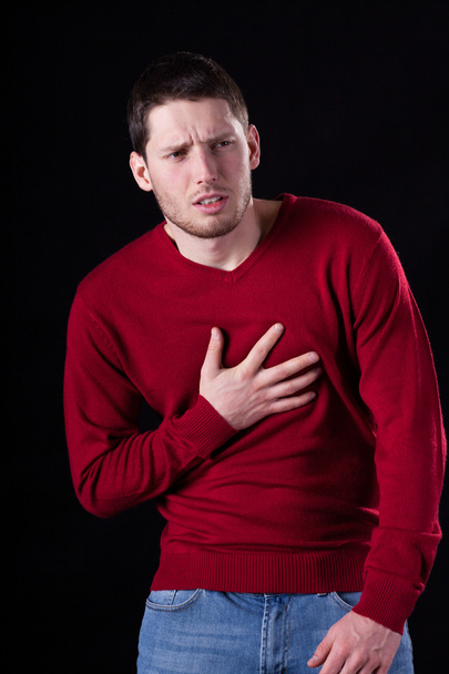 Man having chest pain - Fotoğraf, Görsel