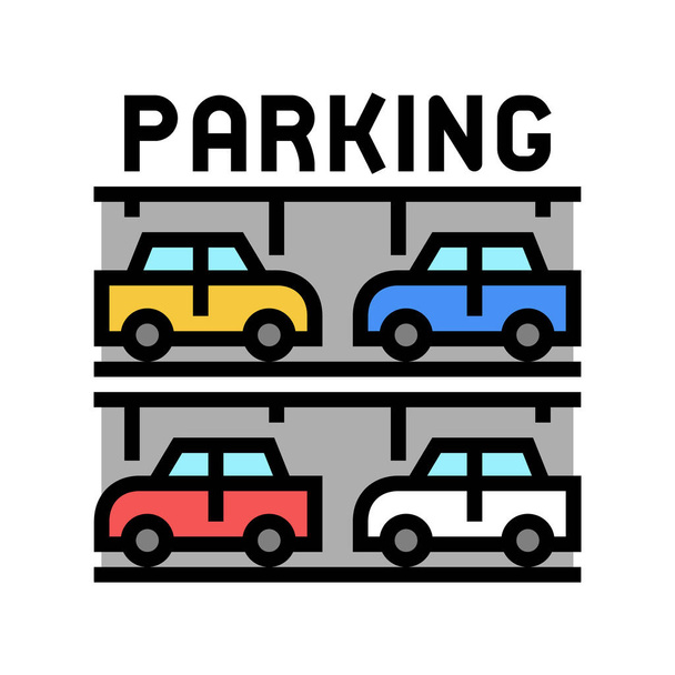 многоуровневая иллюстрация цветовых значков парковки - Вектор,изображение