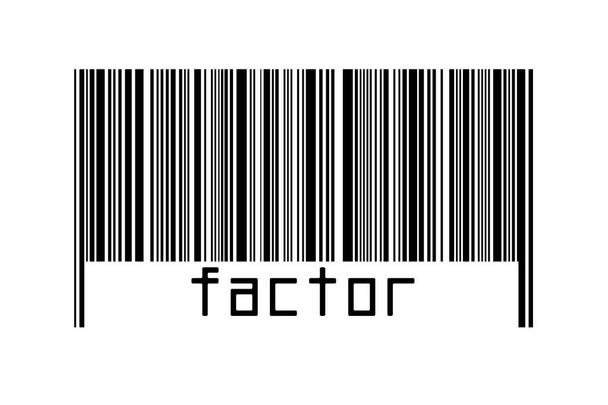 Digitalisierungskonzept. Barcode schwarzer horizontaler Linien mit Beschriftungsfaktor unten. - Foto, Bild