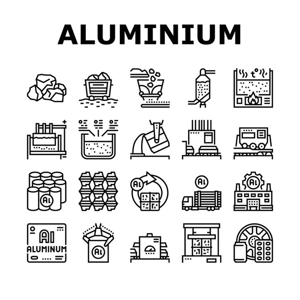 Ensemble d'icônes de collection de production d'aluminium vectoriel - Vecteur, image