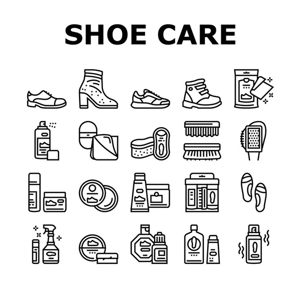Ayakkabı Bakımı Aksesuarları Koleksiyon Simgeleri Vektörü Ayarla - Vektör, Görsel