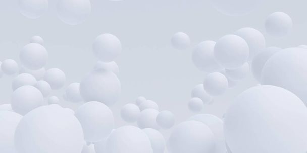 elvont fehér gömbök labdák tapéta 3d render illusztráció - Fotó, kép