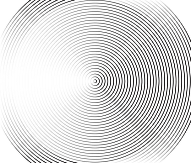 Elemento círculo concéntrico. Anillo de color blanco y negro. Ilustración abstracta del vector para la onda sonora, gráfica monocromática. - Vector, imagen