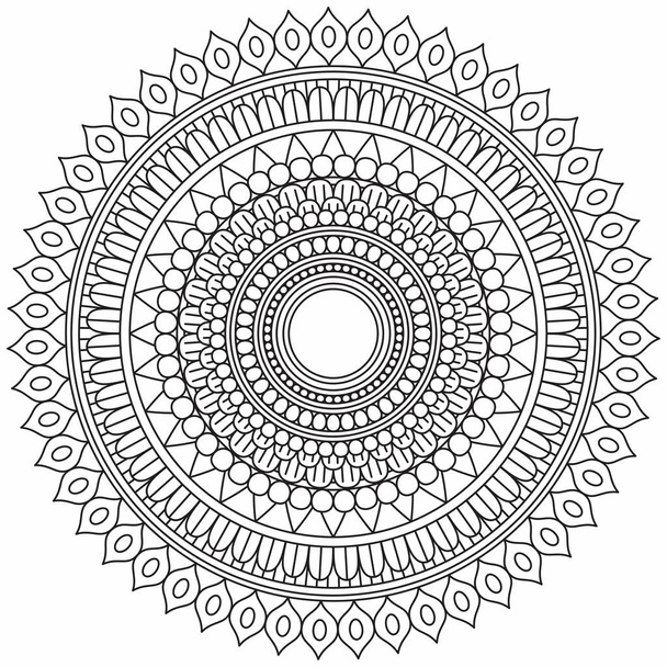 Dairesel Desen Mandala Zentangle Henna Mehndi Dövmesi, Dekorasyon Çemberi Vektörü Çiçek Çiçeği Çiçeği Dekoratif Doğu Biçimli Resim Sayfası Resim Süslemesi - Vektör, Görsel