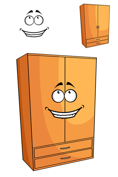 Cartoon wooden bedroom cupboard or wardrob - Vector, Image
