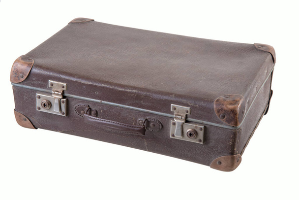 alte braune Vintage-Koffer isoliert auf weißem Hintergrund - Foto, Bild