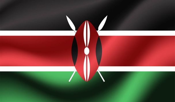 Horizontal Abstract Grunge Brushed Flag of Kenya on Transparent Grid. Vector Template - Vector, Image