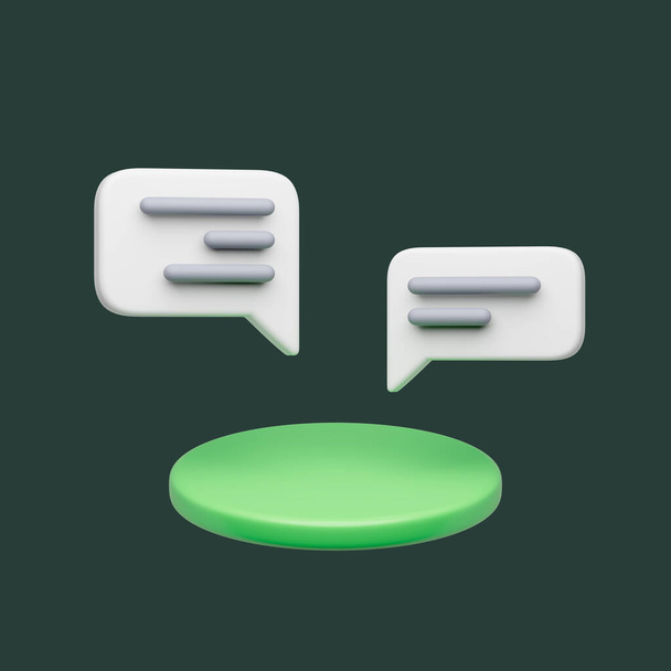 3d semplice chat modello di discussione icona isolato illustrazione su sfondo pastello scuro. Rendering 3d di alta qualità - Foto, immagini