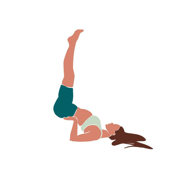 Giovane ragazza yoga posa. Illustrazione in stile piatto - Foto, immagini