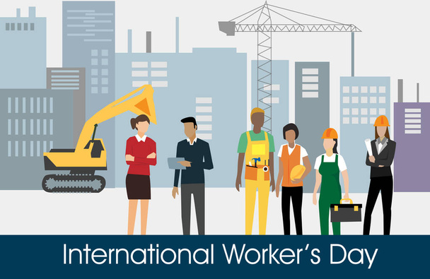 Journée internationale des travailleurs. Personnes ayant différents emplois Illustration vectorielle. Convient pour carte de vœux, affiche et bannière. - Photo, image