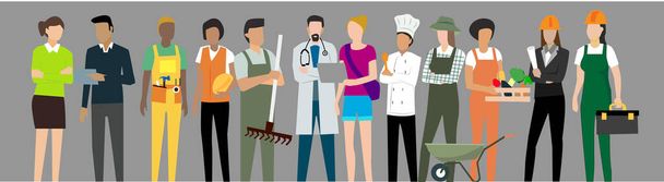 International Labor Day. People of different professions set on a white background. Vector illustration - Photo, Image