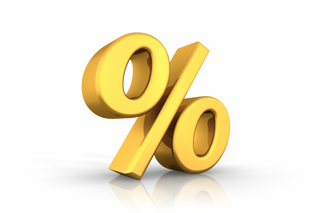 Illustration 3D de pourcentage d'or, isolé sur fond blanc
 - Photo, image