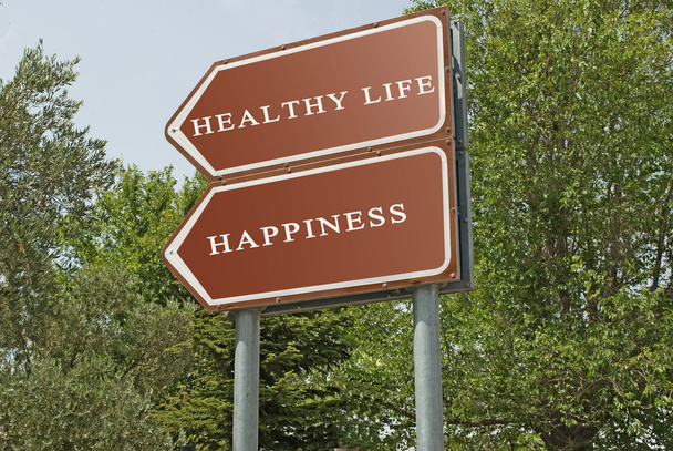 Road sign to happiness and healthy life - Photo, Image