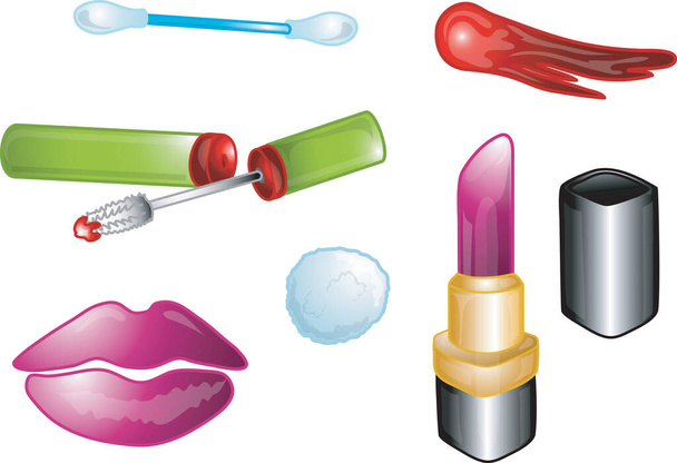иллюстрация различных косметических средств для губ - Вектор,изображение