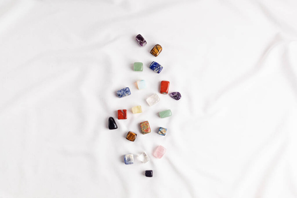Healing reiki chakra crystals. Gemstones for wellbeing, harmony, meditation, relaxation - Photo, Image
