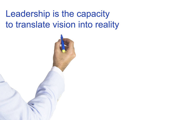 Leadership is the capacity to translate vision into reality word with blue marker - Valokuva, kuva
