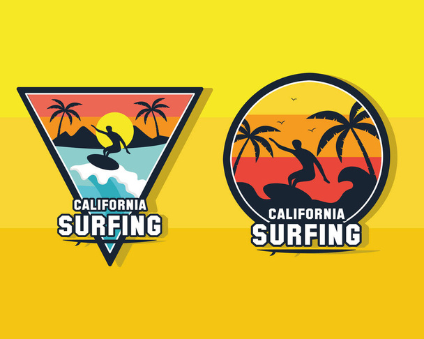 δύο μπαλώματα surf - Διάνυσμα, εικόνα