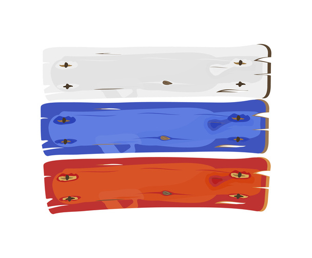 Флаг России раскрашен на деревянных досках, изолированных по белому вектору i
 - Вектор,изображение
