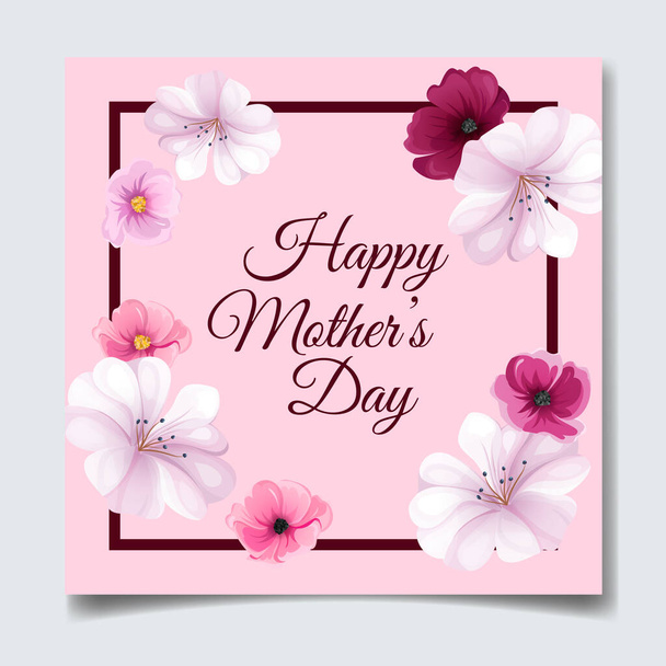 Happy mother's day greeting card design with beautiful flower and leaves - Vetor, Imagem