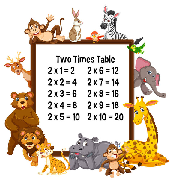 Двухчасовой стол с иллюстрацией диких животных - Вектор,изображение