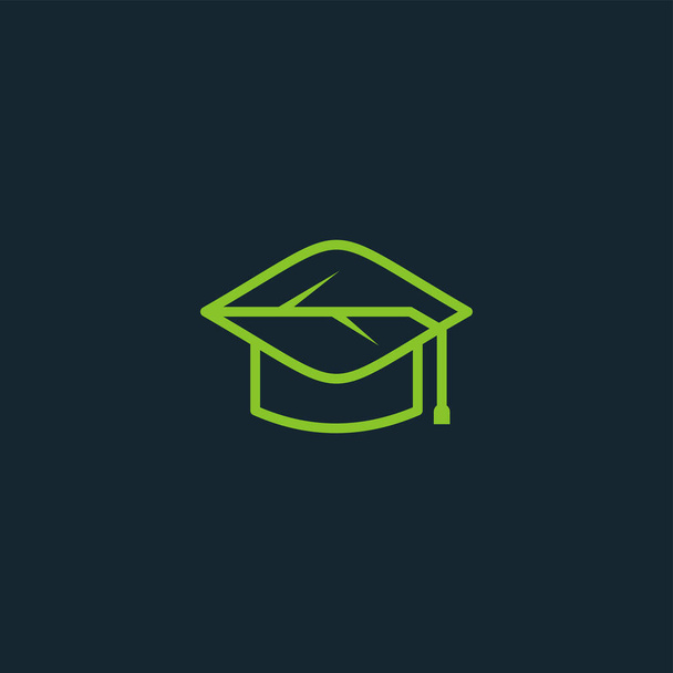 Graduate hat with leaf logo design vector template - Vector, Image