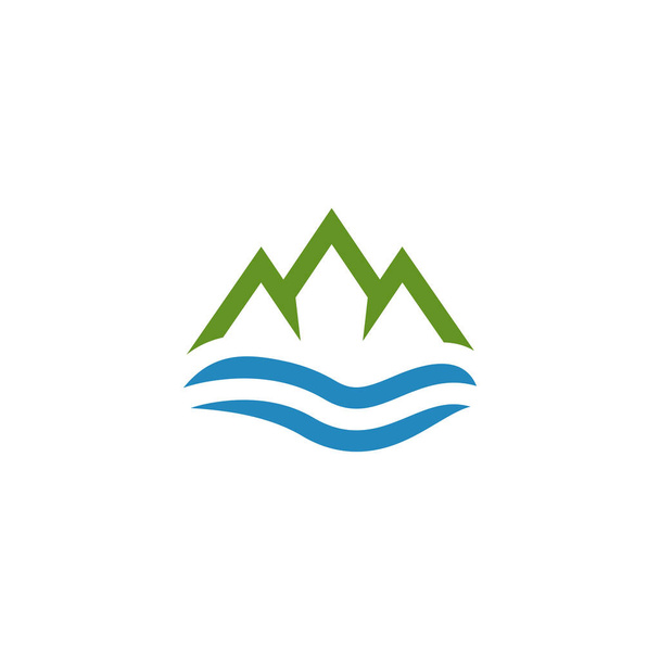 Πρότυπο φορέα σχεδίασης λογότυπου νερού και βουνού - Διάνυσμα, εικόνα