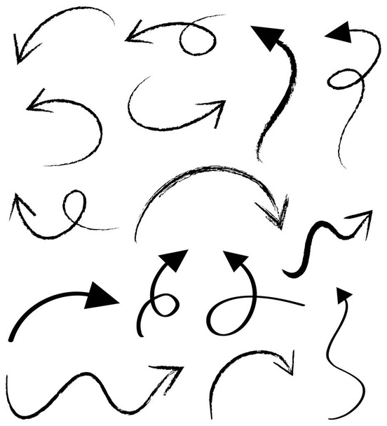 Set di scarabocchi freccia disegnati a mano su sfondo bianco illustrazione - Vettoriali, immagini