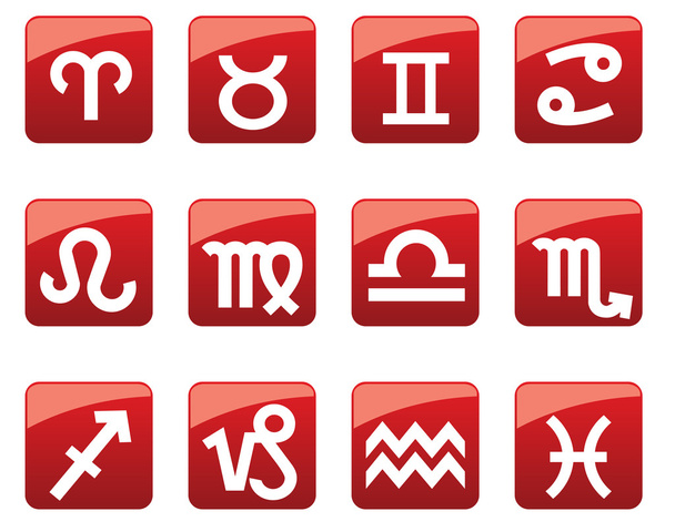Símbolos brillantes del horóscopo en los botones web
 - Vector, Imagen