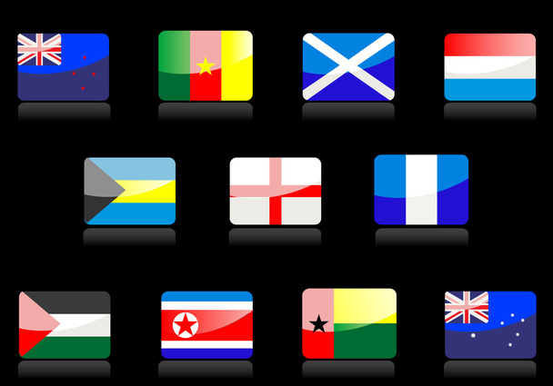 błyszczący flagi narodowe na czarnym tle - Wektor, obraz