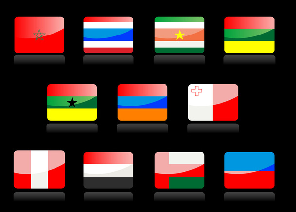 Glossy flags - Vector, Image